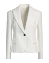 Brunello Cucinelli Woman Blazer Ivory Size 10 Cotton, Polyamide, Elastane, Ecobrass In White
