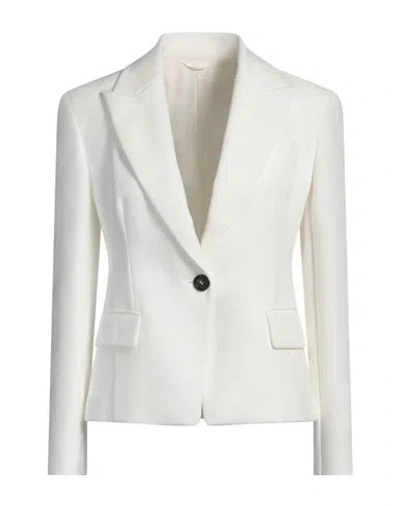 Brunello Cucinelli Woman Blazer Ivory Size 10 Cotton, Polyamide, Elastane, Ecobrass In White