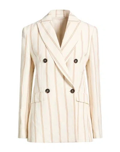 Brunello Cucinelli Woman Blazer Ivory Size 12 Linen, Cotton In White