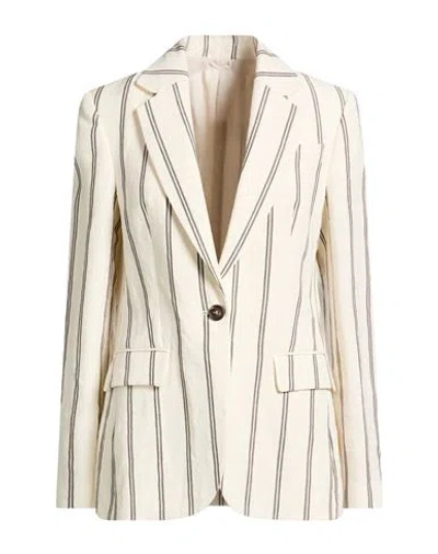 Brunello Cucinelli Woman Blazer Ivory Size 4 Linen, Cotton In Neutral