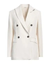 Brunello Cucinelli Woman Blazer Off White Size 6 Viscose, Virgin Wool In White