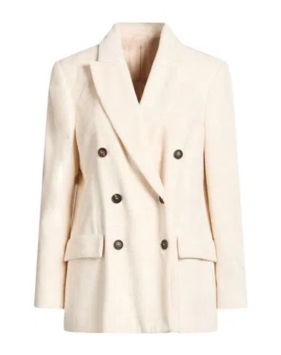 Brunello Cucinelli Woman Blazer Ivory Size 8 Viscose, Cotton In Neutral