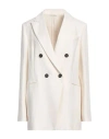 Brunello Cucinelli Woman Blazer Ivory Size 2 Viscose, Linen, Brass, Ecobrass In White