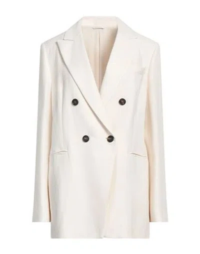 Brunello Cucinelli Woman Blazer Ivory Size 2 Viscose, Linen, Brass, Ecobrass In White