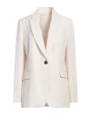 BRUNELLO CUCINELLI BRUNELLO CUCINELLI WOMAN BLAZER IVORY SIZE 8 VISCOSE, VIRGIN WOOL, BRASS
