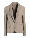 Brunello Cucinelli Woman Blazer Khaki Size 6 Viscose, Linen, Polyester In Beige