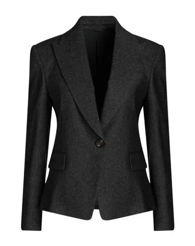Brunello Cucinelli Woman Blazer Lead Size 10 Virgin Wool, Viscose, Polyester, Polyamide, Elastane In Grey