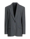 Brunello Cucinelli Woman Blazer Lead Size 6 Virgin Wool, Polyamide, Elastane In Gray