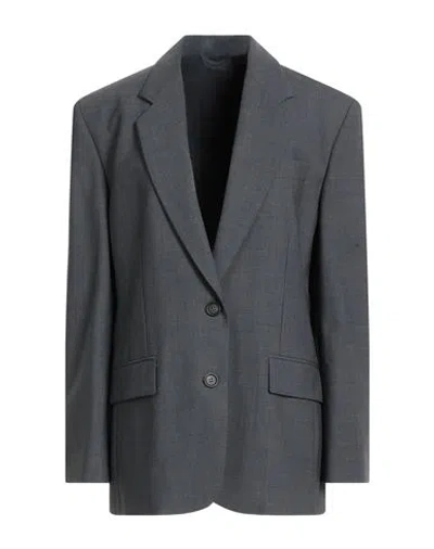 Brunello Cucinelli Woman Blazer Lead Size 6 Virgin Wool, Polyamide, Elastane In Gray