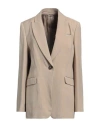 Brunello Cucinelli Woman Blazer Light Brown Size 10 Viscose, Linen, Brass, Ecobrass In Beige