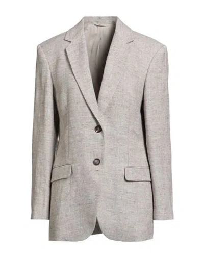 Brunello Cucinelli Woman Blazer Light Brown Size 6 Linen