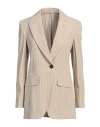 Brunello Cucinelli Woman Blazer Light Brown Size 8 Cotton, Linen, Brass In Beige