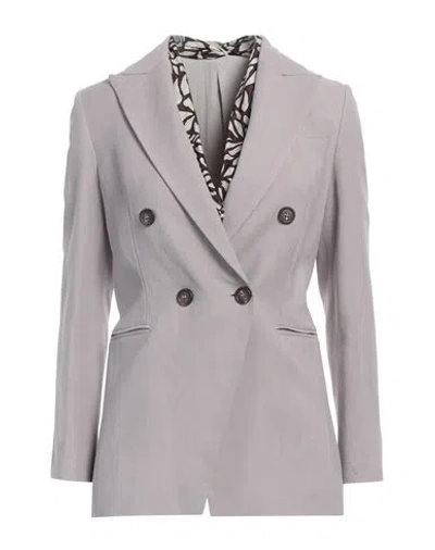 Brunello Cucinelli Woman Blazer Light Grey Size 6 Viscose, Linen, Brass, Ecobrass In Gray