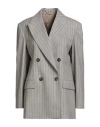 Brunello Cucinelli Woman Blazer Light Grey Size 8 Virgin Wool, Brass In Gray