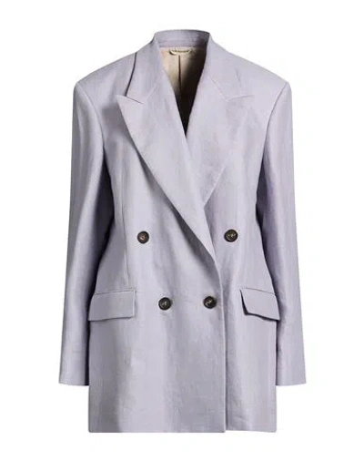 Brunello Cucinelli Woman Blazer Lilac Size 12 Hemp, Linen, Brass In Purple