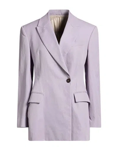 Brunello Cucinelli Woman Blazer Mauve Size 6 Cotton, Linen, Ecobrass In Purple