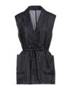 Brunello Cucinelli Striped Belted Sleeveless Jacket In Blue