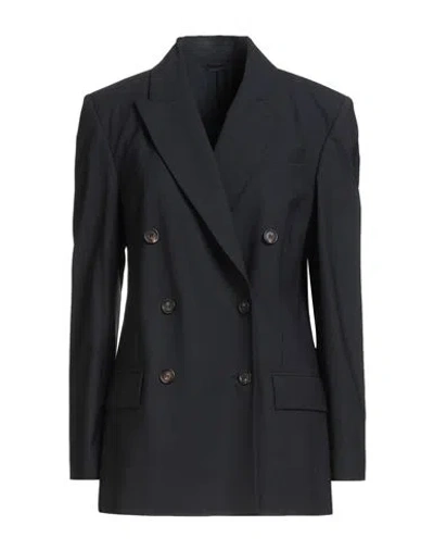 Brunello Cucinelli Woman Blazer Midnight Blue Size 12 Virgin Wool, Polyamide, Elastane, Brass