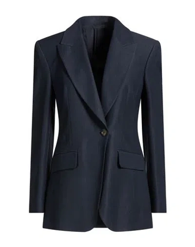 Brunello Cucinelli Woman Blazer Midnight Blue Size 6 Viscose, Linen