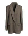 Brunello Cucinelli Woman Blazer Military Green Size 2 Cotton, Polyamide, Elastane, Ecobrass