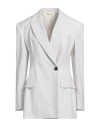 Brunello Cucinelli Woman Blazer Off White Size 12 Linen, Cotton, Elastane In Off White