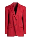 Brunello Cucinelli Woman Blazer Red Size 6 Cotton, Linen