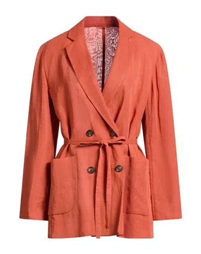 Brunello Cucinelli Woman Blazer Rust Size 4 Cotton In Orange