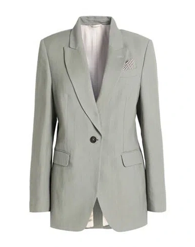 Brunello Cucinelli Woman Blazer Sage Green Size 2 Viscose, Linen, Brass, Ecobrass