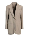 Brunello Cucinelli Woman Blazer Sand Size 6 Viscose, Linen, Brass In Beige