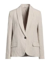 Brunello Cucinelli Woman Blazer Sand Size 6 Linen, Brass In Beige