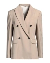 Brunello Cucinelli Woman Blazer Sand Size 10 Viscose, Virgin Wool In Beige