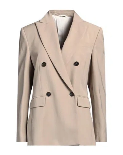 Brunello Cucinelli Woman Blazer Sand Size 10 Viscose, Virgin Wool In Beige