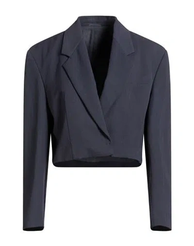 Brunello Cucinelli Woman Blazer Slate Blue Size 6 Viscose, Linen