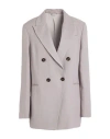 Brunello Cucinelli Woman Blazer Taupe Size 10 Viscose, Linen, Brass, Ecobrass In Grey
