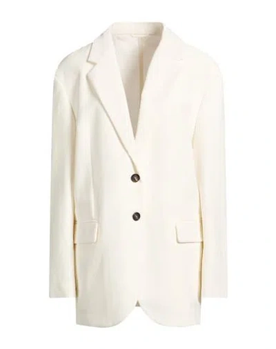 Brunello Cucinelli Woman Blazer White Size 14 Cotton, Linen