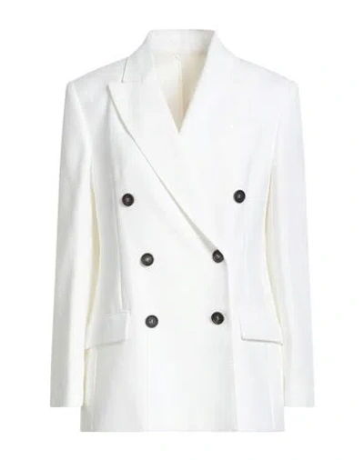 Brunello Cucinelli Woman Blazer White Size 6 Cotton