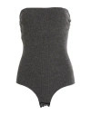 Brunello Cucinelli Woman Bodysuit Charcoal Size M Cashmere, Viscose, Polyester In Gray