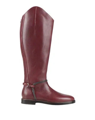 Brunello Cucinelli Woman Boot Burgundy Size 7 Leather In Red