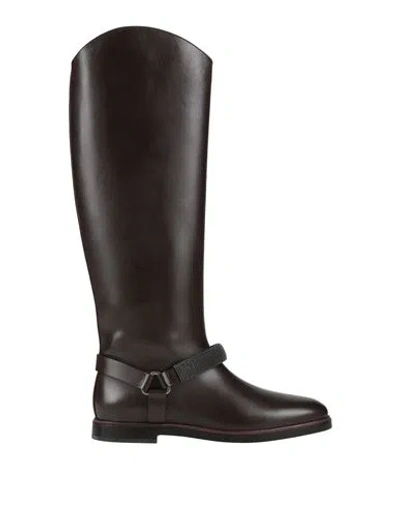 Brunello Cucinelli Woman Boot Dark Brown Size 10 Leather