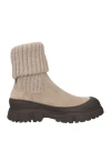 Brunello Cucinelli Suede-trimmed Ribbed-knit Ankle Boots In Grey