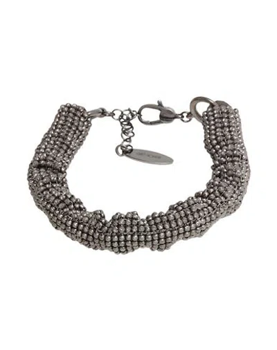 Brunello Cucinelli Woman Bracelet Charcoal Size - 925/1000 Silver In Metallic