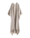 Brunello Cucinelli Woman Cape Dove Grey Size Onesize Linen, Polyester, Metallic Fiber, Polyamide In Beige