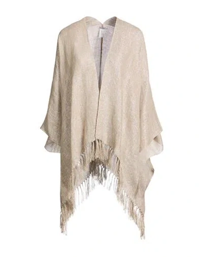 Brunello Cucinelli Woman Cape Beige Size Onesize Linen, Polyester, Metallic Fiber, Polyamide In Neutral