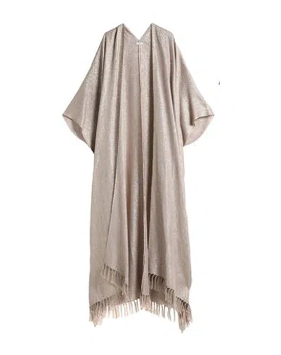 BRUNELLO CUCINELLI BRUNELLO CUCINELLI WOMAN CAPE DOVE GREY SIZE ONESIZE LINEN, POLYESTER, METALLIC FIBER, POLYAMIDE
