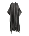 Brunello Cucinelli Woman Cape Grey Size Onesize Linen, Polyester, Metallic Fiber, Polyamide In Gray