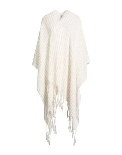 Brunello Cucinelli Woman Cape Ivory Size Onesize Wool, Linen, Viscose, Metallic Polyester In White
