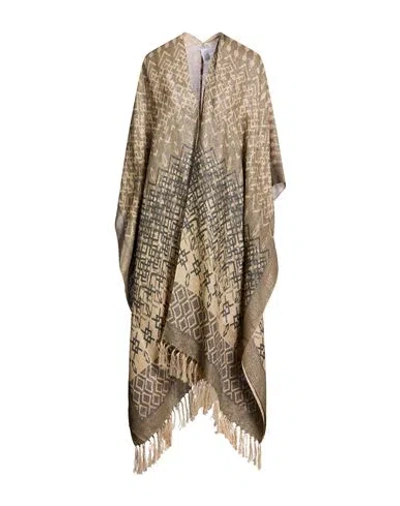 Brunello Cucinelli Woman Cape Khaki Size Onesize Mohair Wool, Polyamide, Wool In Beige