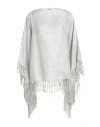 Brunello Cucinelli Woman Cape Light Grey Size Onesize Linen, Polyester, Metallic Fiber, Polyamide