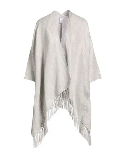 Brunello Cucinelli Woman Cape Light Grey Size Onesize Linen, Polyester, Metallic Fiber, Polyamide In Gray