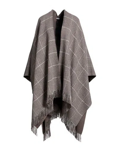 Brunello Cucinelli Woman Cape Taupe Size Onesize Cashmere, Viscose, Polyester In Grey